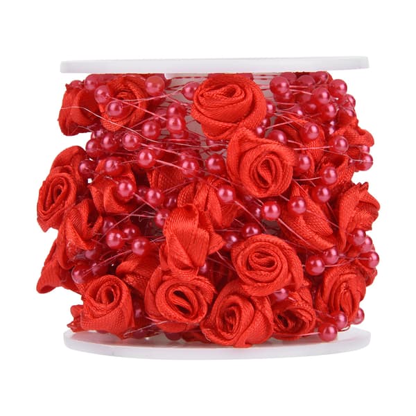 10m Rose Kunstig Perle String DIY Bryllup Garland Dekoration Rød