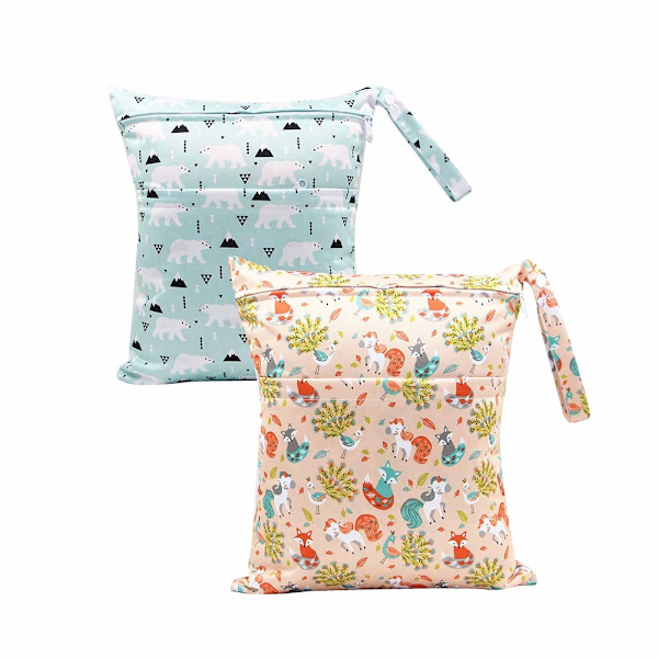 Baby Travel Pusletaske Vådt Tørt Tøj Pusletasker Lynlås Vandtæt Vaskbare Vådposer 2stk/sæt,#A,