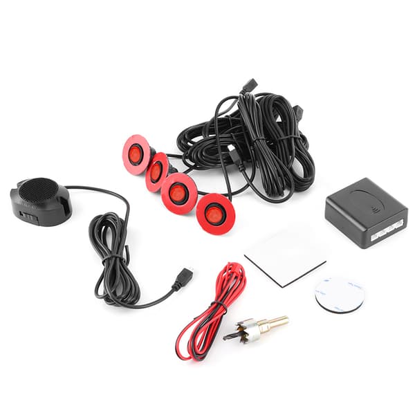 16,5 mm bil inbyggd backradar sensor backningshjälp med ljudsummer extra kit (röd)