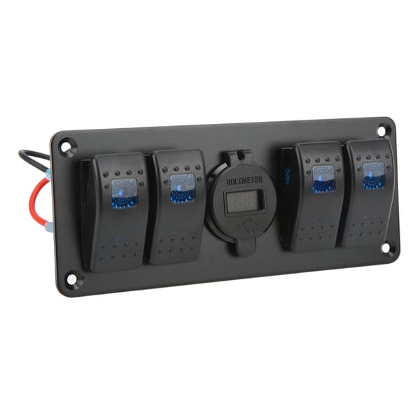 4 i 1 Kombinasjonsbryterpanel Dobbel USB-lader LED Spenningsdisplay for UTV ATV Lastebil Tilhenger Buss Yacht Båt