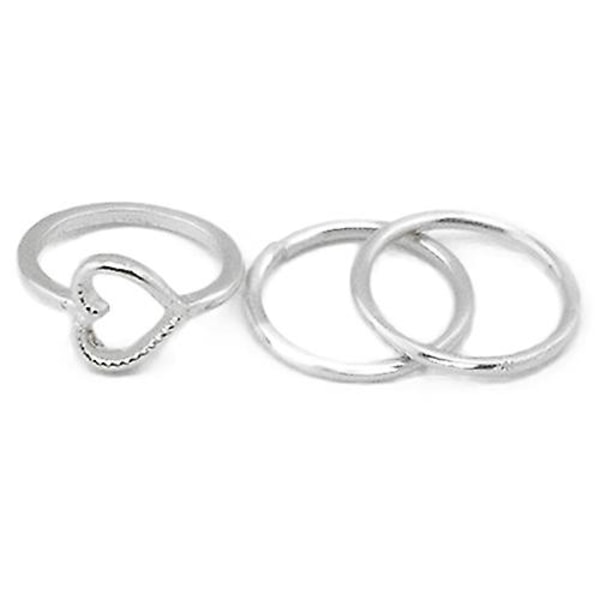 4st/ set Rhinestone Leaf Heart Above Knuckle Midi Stack Ring Boho Party Smycken Silver
