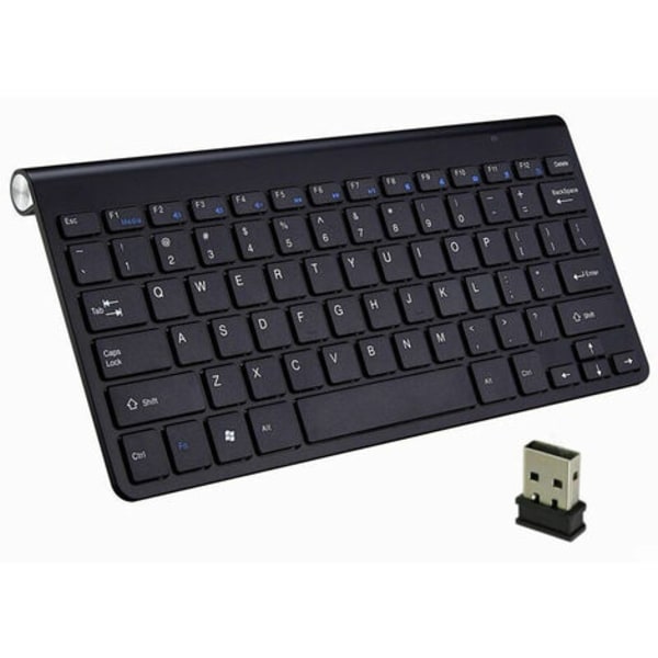 Trådlöst tangentbord, Mini USB, Ergonomisk, Tyst, Gummi för PC, Laptop, TV, Dator