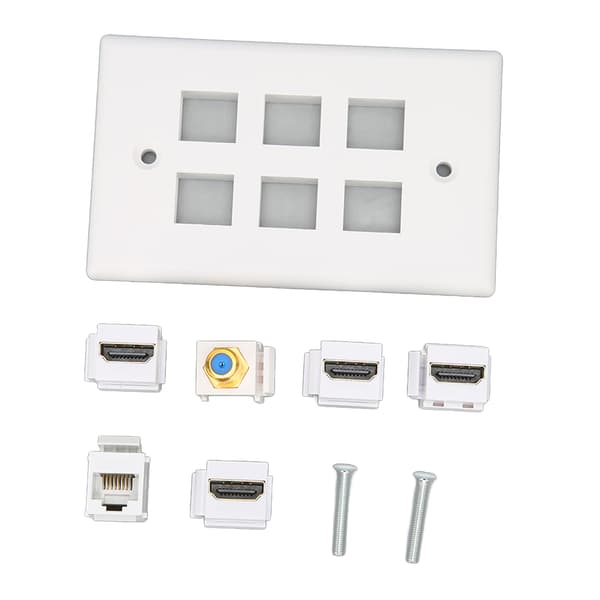 6 Portars HDMI CAT6 Ethernet Väggplatta för Hemmakontor
