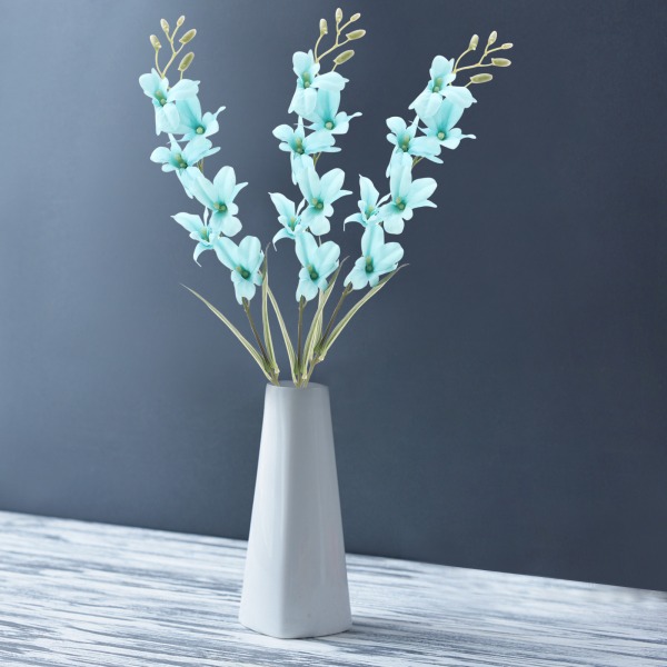 Enskild liten konstgjord orkidéblomma, speciell konstgjord orkidé för bröllop, 1 förpackning - Tiffany Blue