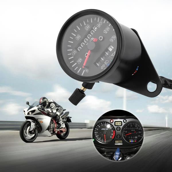 60mm Sort Motorsykkel Kilometerstand Speedometer Måler med indikator
