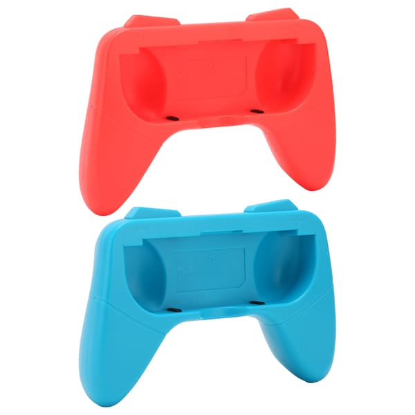 Tåligt Ergonomiskt Greppfodral med 2 Skyddande Kuddar för Switch OLED Controller Röd Blå