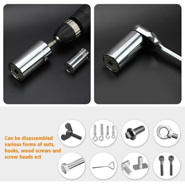 7-19 mm hylsa + set + skiftnyckel silver universal hylsa lämplig för en mängd olika muttrar