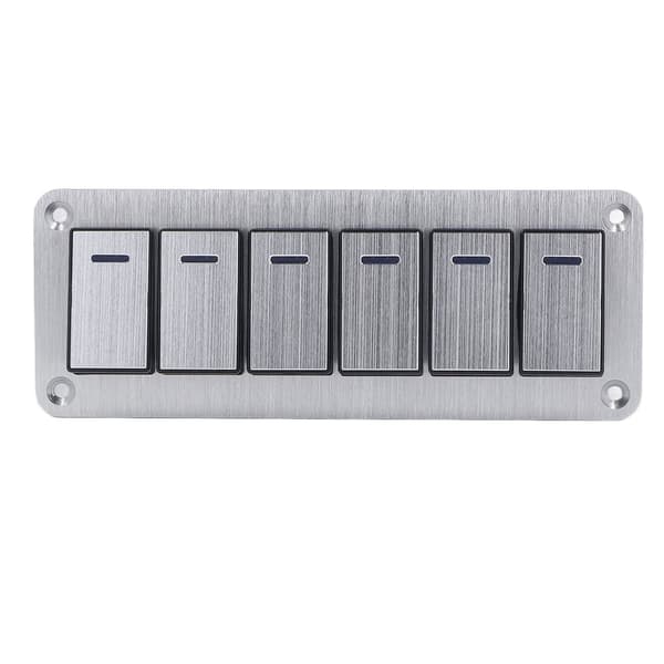 Vippebryterpanel 6 Gang Vanntett 5 Pins Bilstrømbryter 12V 24V Blå LED