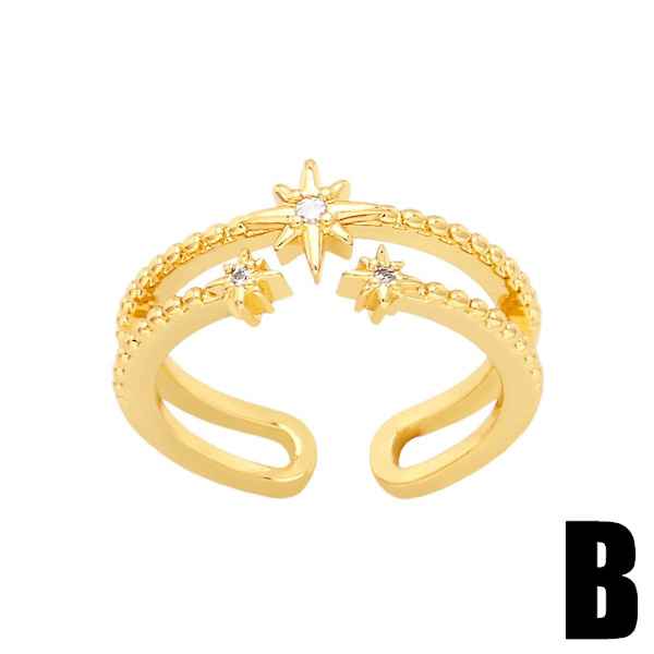 Ring Vintage Zircon Moon Star Modesmycken Ac10593 C