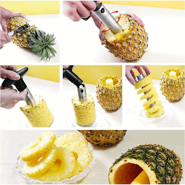 Black Pineapple Corer, [päivitetty, vahvistettu ja paksunnettu terä] Erinomainen ananaksenpoisto.
