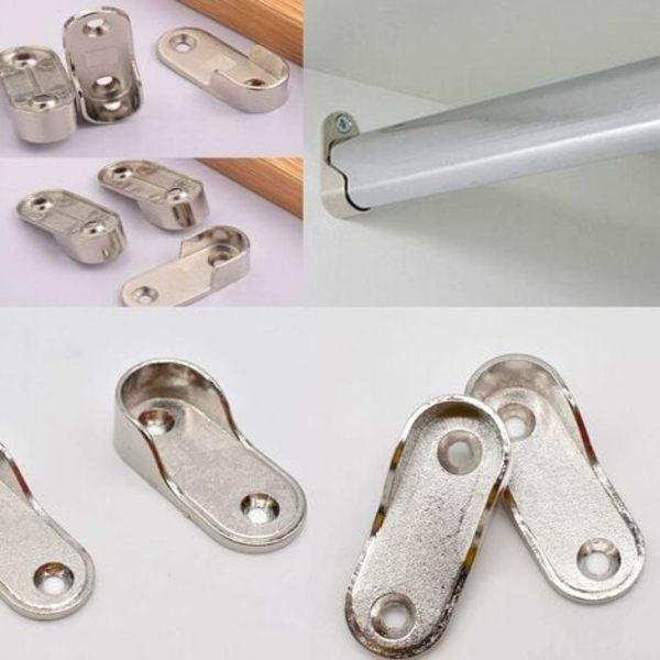 Garderobsfästen Fixering,Kläder Rör Sidofäste Rail Nickelpläterad för klädstång i garderob 16MM 10st Silver