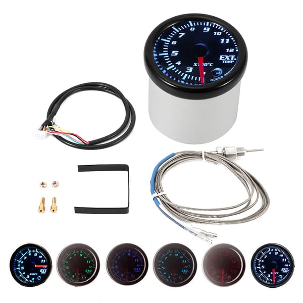 LED-mätare för avgasktemperatur i bil, Ext Temp Meter EGT-sensor 52mm/2.0in