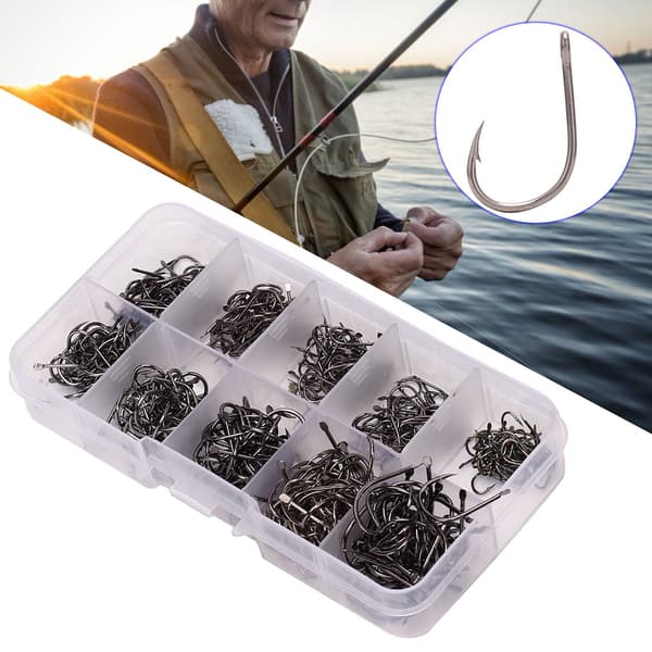 500 st Högkolstål Fiskekrokar Vassa Hullingförsedda Cirkelkrokar Set 3-12 Storlek 2