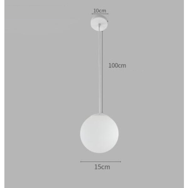 Maidonvalkoinen lasipalloriippuvalaisin (ilman valonlähdettä, himmeä malli 15cm)