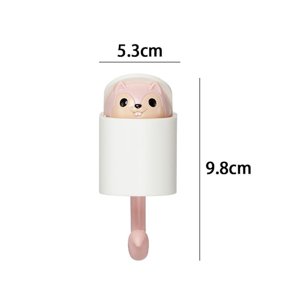 2 stk egern-form klæbekrog til børneværelse stue soveværelse, sød tegneserie kreativ Pink