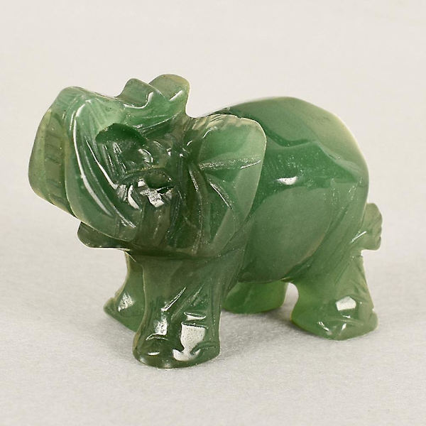 3,8 cm håndskåret kunstig grøn aventurin Jade sten elefantstatue dekoration