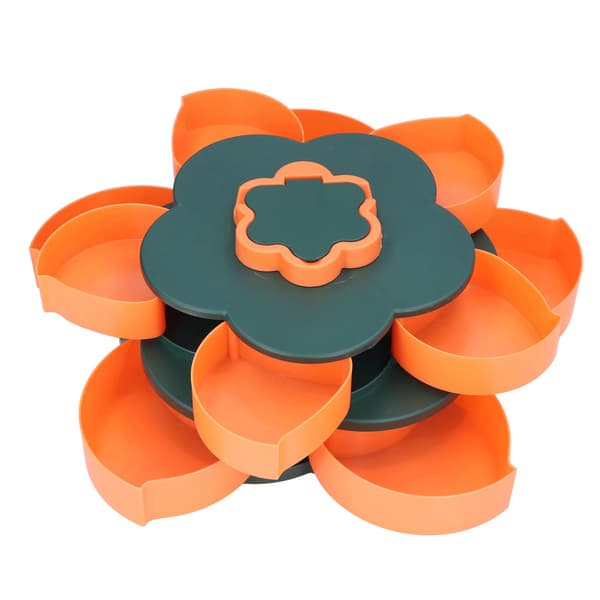 Multifunktionel Stor Kapacitet Blomsterformet Slik Serveringsbakke Dobbelt Lag Hjemme Snack Server
