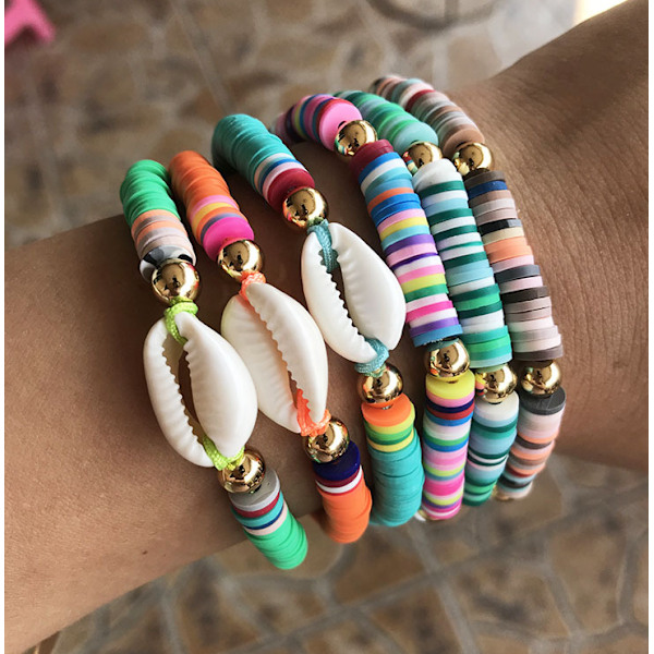 Förpackad mjuk keramikhalsband Armband gör-det-själv smycken Set med skivade pärlor -Färg5