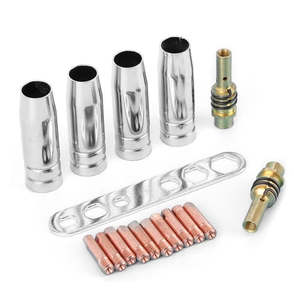 17 st MIG MAG Svetsmunstycke Tips Set 0.8 mm Kontakttips Hållare Kompatibel med Binzel 15AK