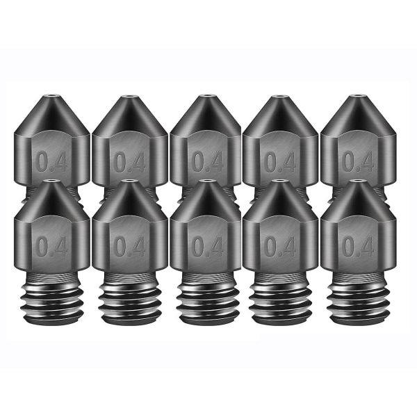 10 Mk8 extrudermunstycken för 3d-skrivare 0,4 mm högtemperaturshärdade stålmunstycken kompatibla med Makerbot, Creality Cr-10 Ender 3, Prusa I3