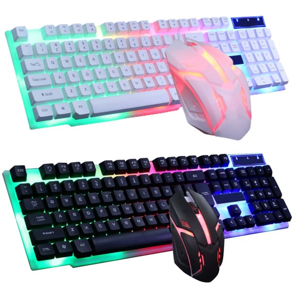 USB LED-baggrundsbelyst gamingtastatur og mus-kombination, holdbare farverige glødende computertilbehør