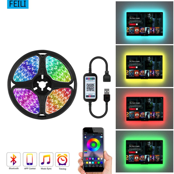 LED-lysstrimmel, farve USB 5V vandtæt tape (3m)