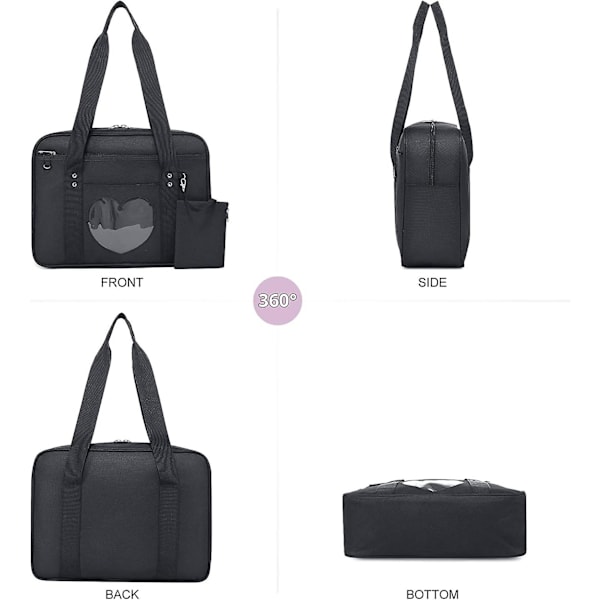 Ita Bag Heart Japansk Skolväska Stor Anime Axelväska Kawaii Handväska För Kvinnor A916-171 Black