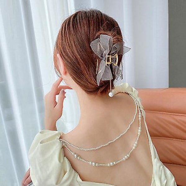 Dkc Klip Tengah Busur Baru Korea Klip Hiu Liontin Mutiara Paduan Sederhana Untuk Perhiasan Wanita AH1A09XB