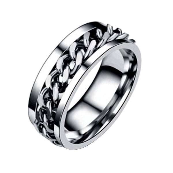 Rustfrit stål øl flaskeåbner Roterbar kæde finger ring smykke bar værktøj Silver US 12