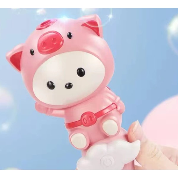 Automatisk elektrisk Bubble Stick Bubble Machine (rosa söt gris [färglåda]),