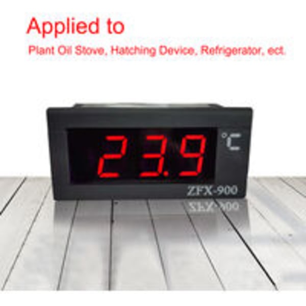 ZFX-900 Termometer Innebygd Temperaturmåler Smart Digitalt Temperaturdisplaypanel for Kjøleskap Fryser Kaldt Skap, Svart