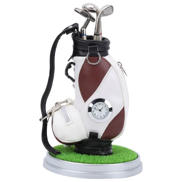 Stationär Golf Pennset 3 Kulspetspennor Mini Väska Zinklegering Golf Pennfodral Bas Brun Vit