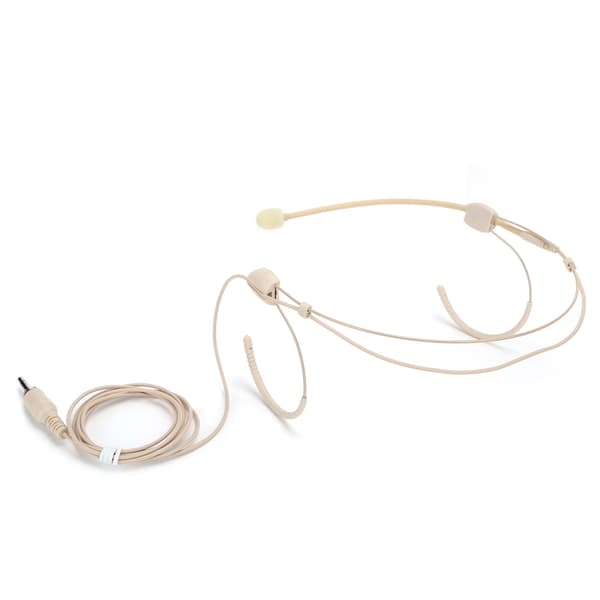 Beige 3,5 mm hanstik skruelås binaural lavaliermikrofon til bodypack-sender