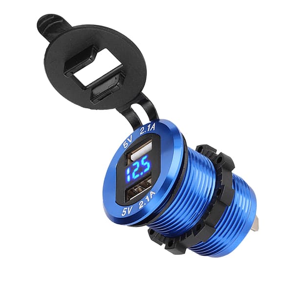 12-24V Cigartænder Stik Strømadapter Dobbelt USB Oplader med LED Voltmeter til Motorcykel