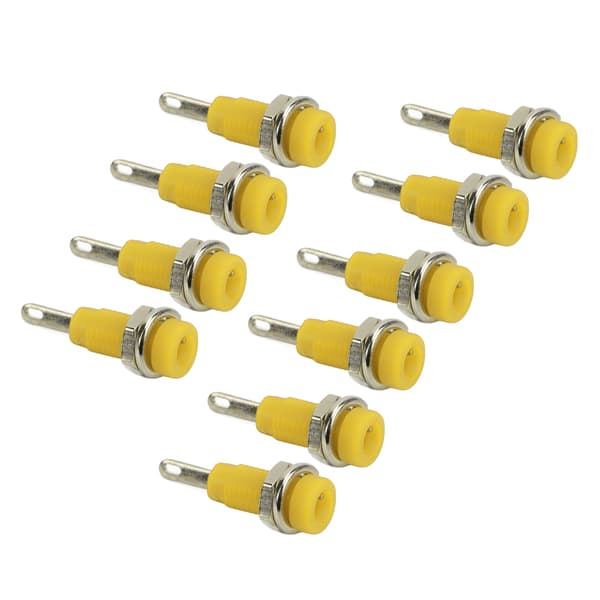 Gul 2 mm Banana Jack Panel Socket Extended Post Plug Adapter för elektroniskt instrument (10st J.40003)