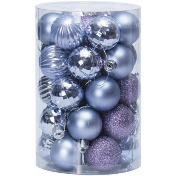 34st julgranskulor, julgransdekorationer, 6 cm plastdekorationskulor, julgransprydnader okrossbar LY