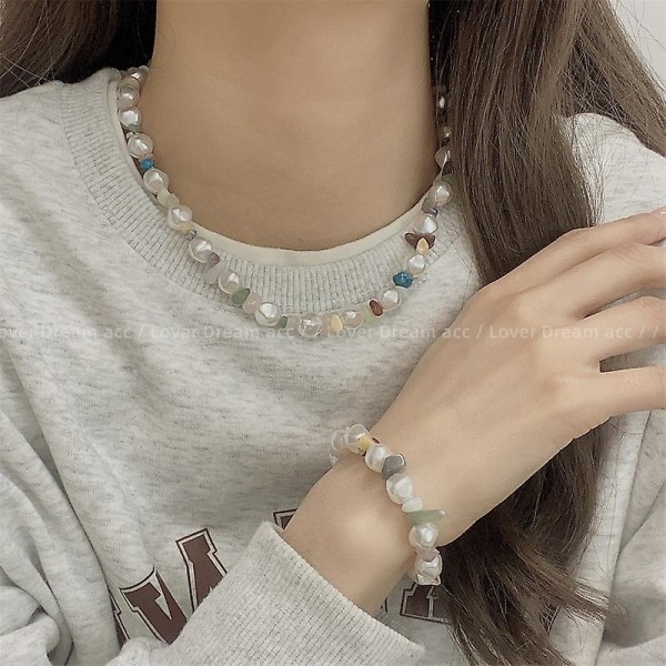 Halsband Pearl Stone Choker Modesmycken Ac1227