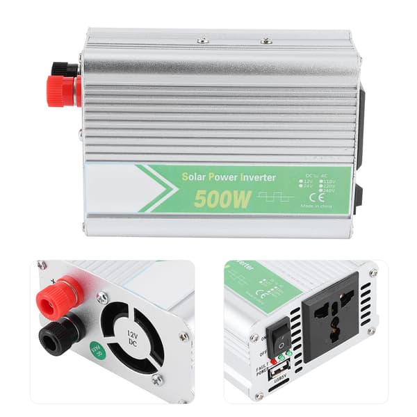 DC12V til AC220V 500W Smart Strømomformer LED Multibeskyttelse Sikkerhetsbilinverter