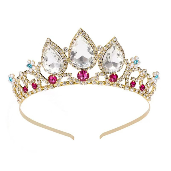 Elektropläterad Rhinestone Glass Stone Crown (XC-015 Gold)