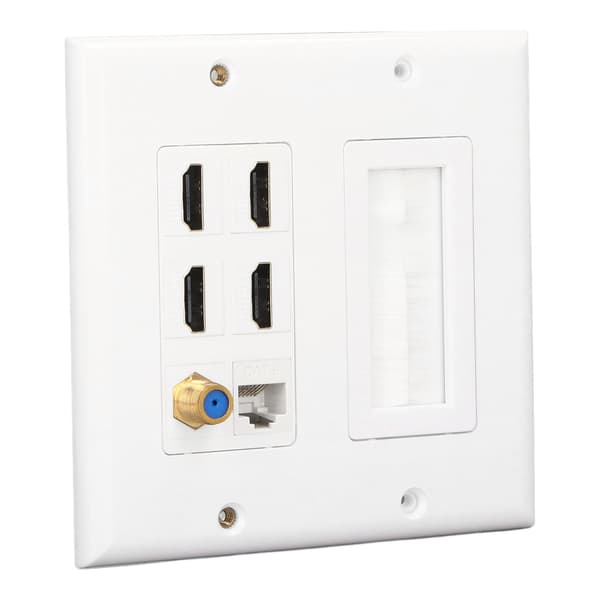 6 Port Vægplade 4 HD Multimedie Interface 1 Cat 6 Koaksial 1 TV F Hoved Jack Udgangsmontering Frontpanel