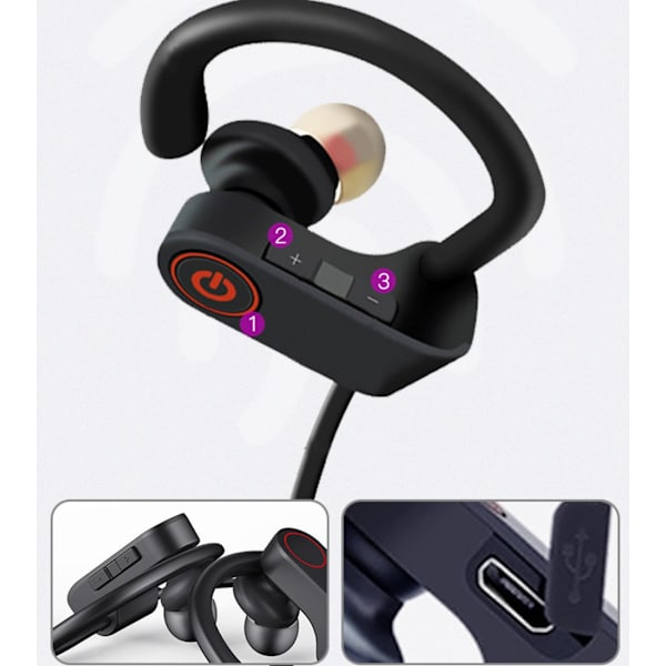 Sporthörlurar Bluetooth -hörlurar (svarta)