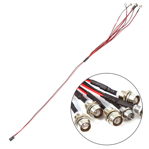 LED-lys til 1/10 RC modelbil lastbil - 6 LED'er, forlygter og baglygter