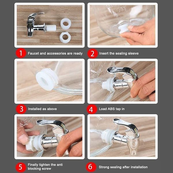 3L Glasflaske Drikkedispenser i Glas Mason Jar Drikkeautomat Glasvæskedispenser