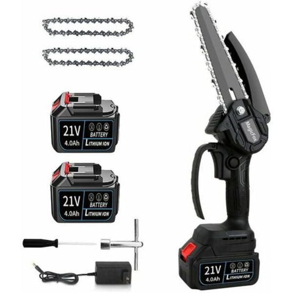Minibatteri motorsåg -800W - 2 x 4000mAh uppladdningsbara batterier - 2 x Chains-zhuoxuan