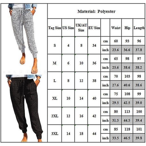 Stretch-leopardtræningsbukser med snoretræk til kvinder Khaki XL