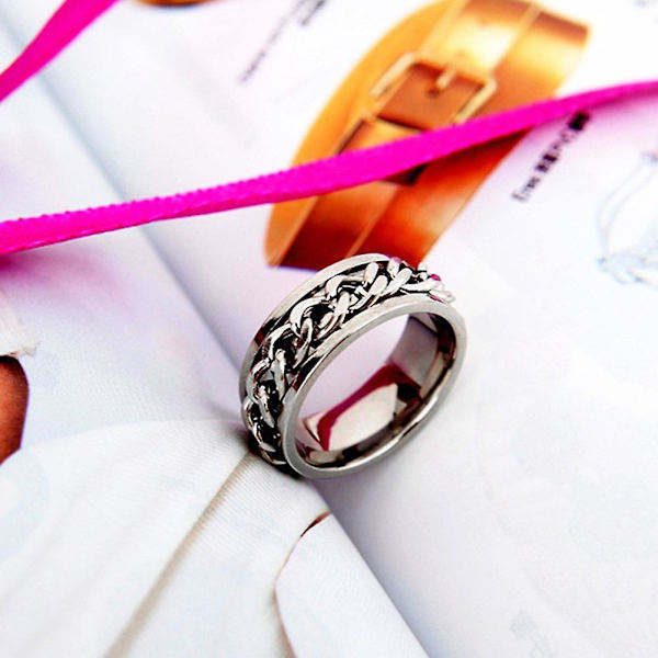 Rustfrit stål øl flaskeåbner Roterbar kæde finger ring smykke bar værktøj Silver US 7