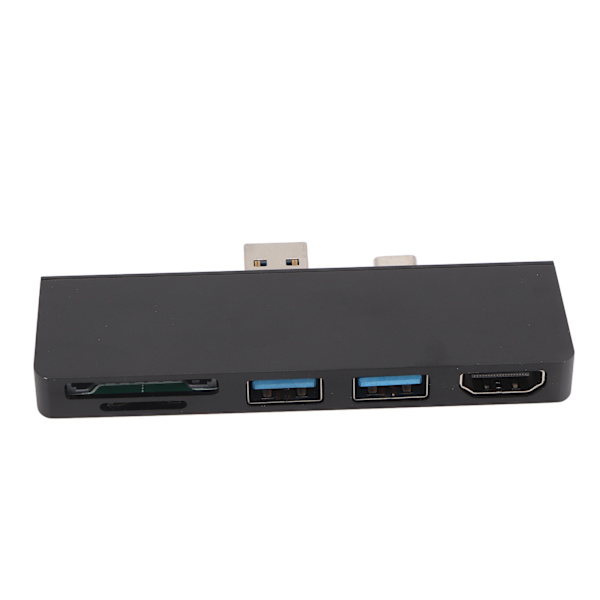 USB C Hub 4K HD Multimedia Interface Dataöverföring Dubbla USB3.0-portar 5 i 2 USB C Hub för Surface Pro 7 Svart