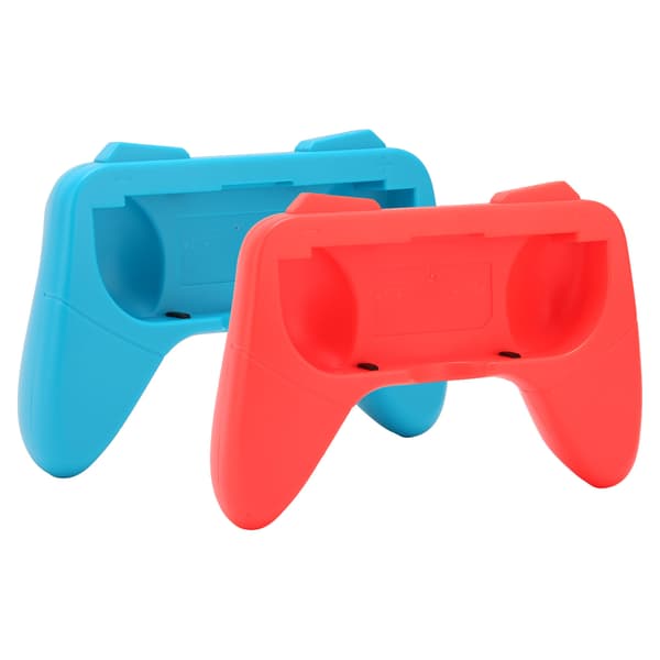 Tåligt Ergonomiskt Greppfodral med 2 Skyddande Kuddar för Switch OLED Controller Röd Blå