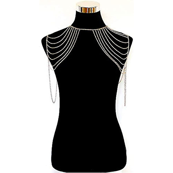 Krop Skulder Kæde Flerlags Sexet Guld kvaster Link Sele Halskæde Modesmykker Mave Talje BH Boho Hot Bikini Strand Fødselsdag Jubilæum Fe