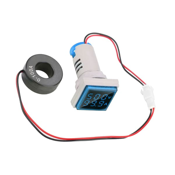 LED Digital Display AC Spenning Strømmåler Indikator 22mm 0-100A Blå
